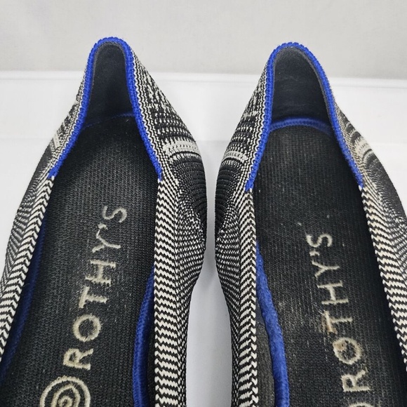 Womens Rothys The Point Black White Python Pointed Toe Ballet Flat Retired 8.5 - Picture 8 of 14